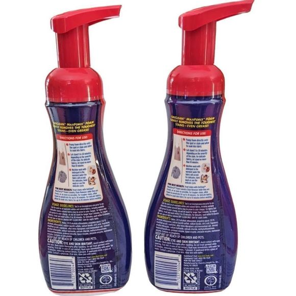 OxiClean MaxForce Laundry Stain Remover Foam 9 fl oz Lot of 2 Pump Dirty Clothes - Picture 2 of 4
